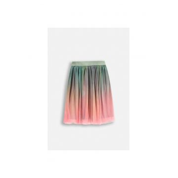 Fusta cu imprimeu in degrade si strat exterior din tulle