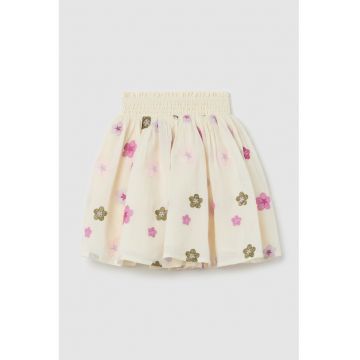Fusta cu model floral si talie elastica