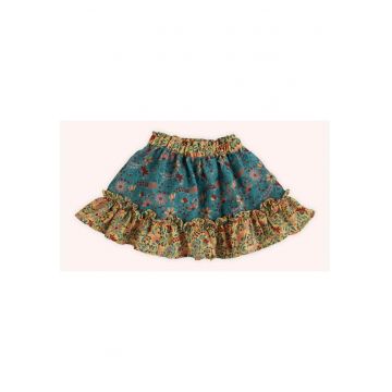 Fusta cu volanas -  - Retro Journey - Verde si Galben - pentru fetite
