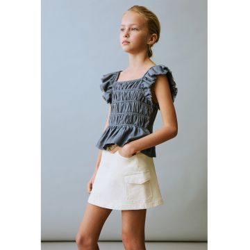 Fusta din denim cu model uni