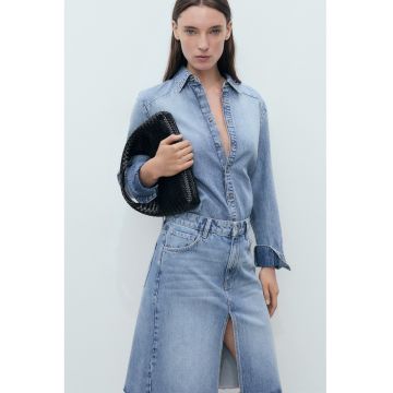 Fusta din denim cu slit frontal