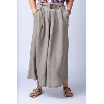 Fusta lunga casual, bej, din in, cu o curea fancy