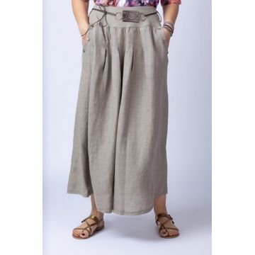 Fusta lunga casual, bej, din in, cu o curea fancy