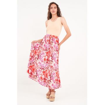 Fusta lunga cu model floral