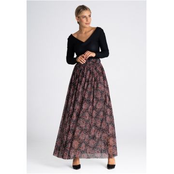 Fusta lunga plisata  floral - multicolor - textil -