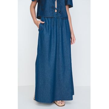 Fusta maxi de denim cu slit lateral Tenim