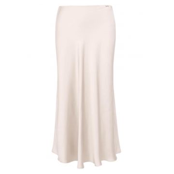 Fusta midi cu aspect de satin - Bej deschis