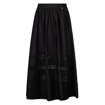 Fusta midi cu insertie de dantela