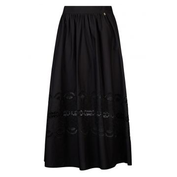 Fusta midi cu insertie de dantela