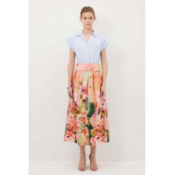 Fusta midi cu model floral