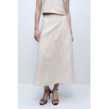 Fusta midi cu model in relief