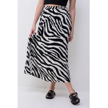 Fusta midi cu slit lateral