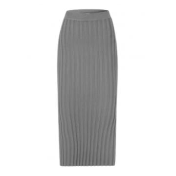 Fusta midi Delicatelove - gri - 100% casmir - pentru femei - set elegant -