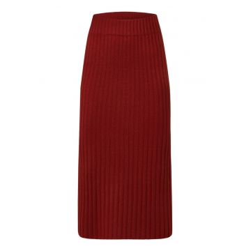 Fusta midi Delicatelove - rosu - 100% casmir - pentru femei - set elegant -