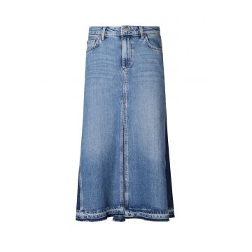 Fusta midi din denim cu talie inalta