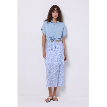 Fusta midi dreapta cu model floral