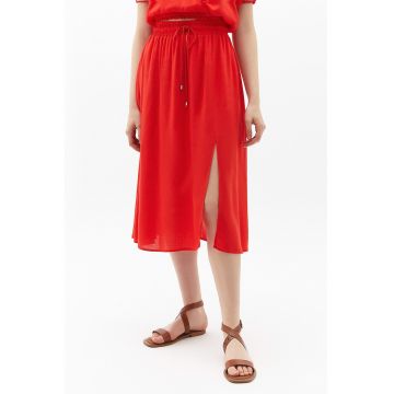 Fusta midi dreapta cu slit frontal