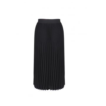 Fusta midi plisata cu talie elastica - Negru
