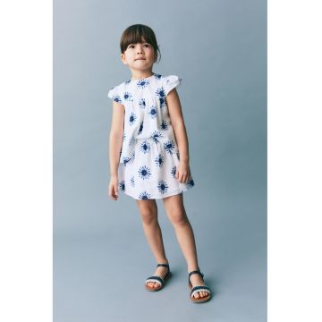 Fusta mini cu croiala in A - model floral si talie elastica