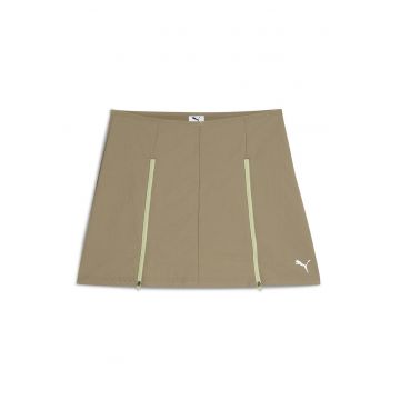 Fusta mini cu croiala in A si fermoar frontal