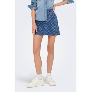 Fusta mini de denim cu margine cu slit