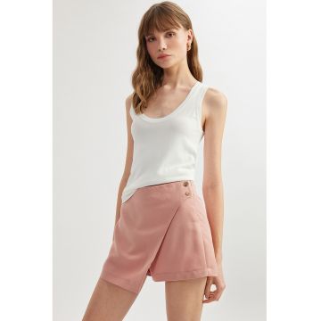 Fusta-pantalon din amestec de modal cu talie inalta