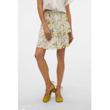 Fusta scurta stratificata cu imprimeu floral