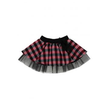 Fusta tutu cu tull si model in carouri -  - Pretty - Rosu si Negru - pentru fetite