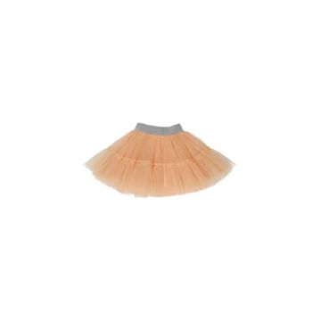 Fusta tutu din tull sclipitoare cu volan  - Party Mood - Somon - pentru fetite