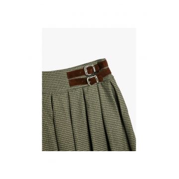 Fusta cu pliuri si model houndstooth