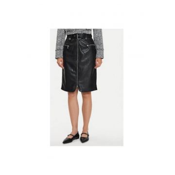 Fusta dama -  304545016 - Piele ecologica - Negru