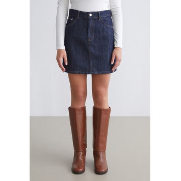 Fusta din denim cu croiala in A