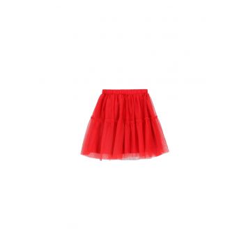 Fusta  evazata - elastic in talie - poliester - rosu