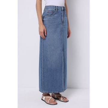 Fusta lunga de denim cu slit frontal