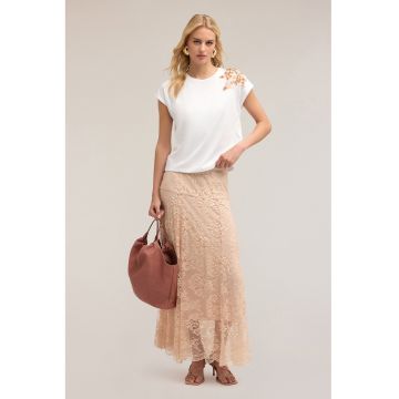 Fusta lunga din dantela cu model floral
