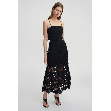 Fusta midi cu broderie