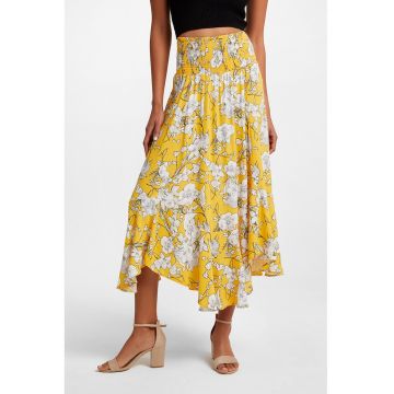 Fusta midi cu model floral