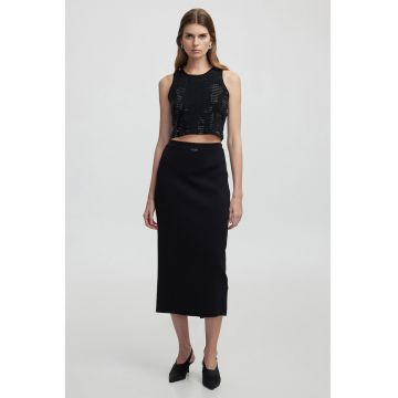 Fusta midi cu talie elastica