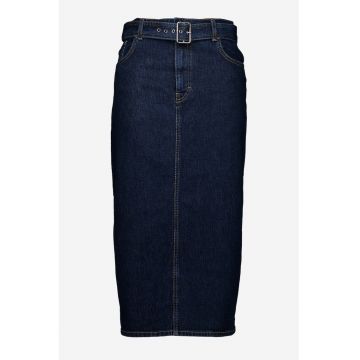 Fusta midi din denim cu slit pe partea din spate Gatje
