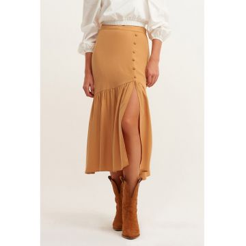 Fusta midi din lyocell cu slit lateral