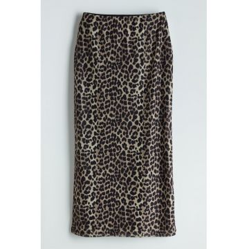 Fusta midi dreapta cu animal print