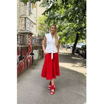 Fusta midi evazata cu buzunare