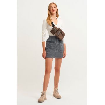 Fusta mini din amestec de lyocell de denim cu buzunare