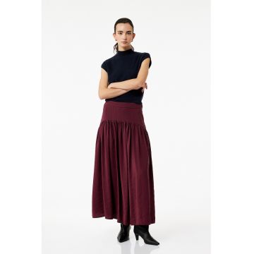 Rochie evazata midi din amestec de modal