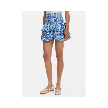 Fusta  bumbac - cu volane - Albastru