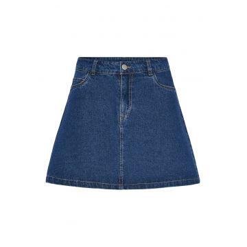 Fusta  denim albastru - bumbac - viscoza - poliester