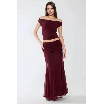 Fusta  Ilma Maxi Bodycon - rosie - textil - croiala mulata - eleganta