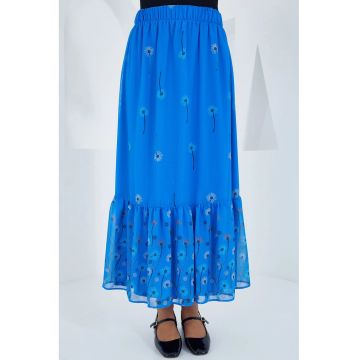 Fusta maxi -  albastru - poliester