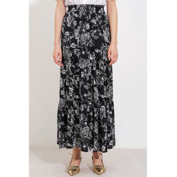 Fusta maxi -  croiala lejera - negru - viscoza