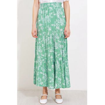 Fusta maxi -  croiala lejera - verde - viscoza